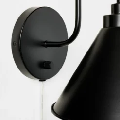 Curved Neck Wall Sconce With Metal Shade Black - Threshold™ Designed With Studio McGee: Modern Plug-In, ETL Listed, Cone-Shape 5 Curved Neck Wall Sconce With Metal Shade Black - Threshold™ Designed With Studio McGee: Modern Plug-In, ETL Listed, Cone-Shape -Threshold™ GUEST 05452913 7b4c 4d75 a23f 38c1872afcdb