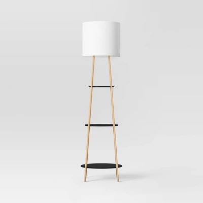 Shelf Floor Lamp Black/Natural - Threshold™ 3 Shelf Floor Lamp Black/Natural - Threshold™ - Image 3
