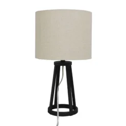 Medium Modern Industrial Assembled Table Lamp Black - Threshold™: UL Listed, Cotton-Linen Shade, Metal Body, No Bulb Included -Threshold™ GUEST 19cc2006 fe39 45ed a7d0 b36f31d0c86a