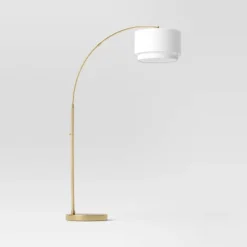 Knurled Metal Arc Floor Lamp With Tiered Shade Brass - Threshold™ -Threshold™ GUEST 2207f768 a8bf 4c56 b92f 67224c80eeec 1