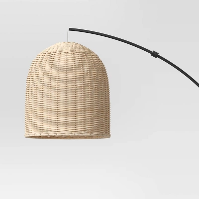 82"x13" Addison Arc Floor Lamp With Natural Rattan Shade - Threshold™: Curved Metal, ETL Listed 3 82"x13" Addison Arc Floor Lamp With Natural Rattan Shade - Threshold™: Curved Metal, ETL Listed - Image 3