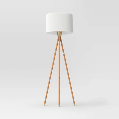 Rattan Wrapped Tripod Floor Lamp Gold - Threshold™ 1 Rattan Wrapped Tripod Floor Lamp Gold - Threshold™