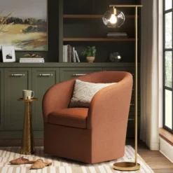 Threshold™ 25 Brass Floor Lamp With Glass Shade - Threshold™: Modern Standing Light, ETL Listed, Metal Body