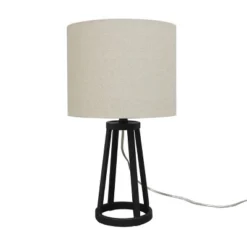 Medium Modern Industrial Assembled Table Lamp Black - Threshold™: UL Listed, Cotton-Linen Shade, Metal Body, No Bulb Included -Threshold™ GUEST 76ff91ca c377 471b af4b c11f51a8500f
