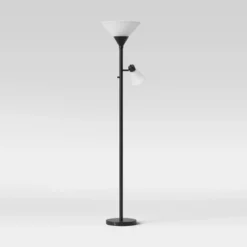 Mother Daughter Torchiere Floor Lamp Black With Glass Shade - Threshold™: Metal Body, ETL Listed, Dimmable -Threshold™ GUEST 839ee090 2ce6 4bfc 9dfe 742ef637c7f8