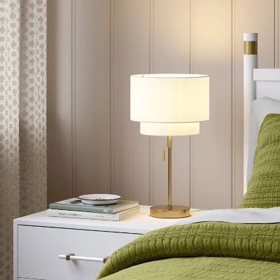 Double Shade Knurled Collection Table Lamp Gold - Threshold™ 2 Double Shade Knurled Collection Table Lamp Gold - Threshold™ - Image 2