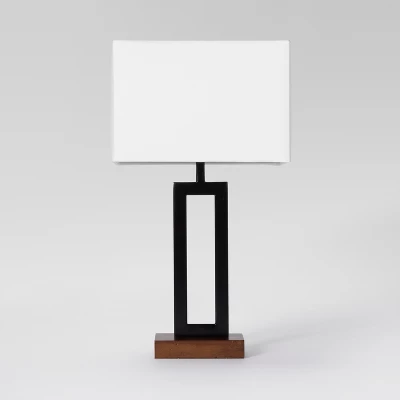 Weston Window Small Lamp Base Black - Threshold™: Modern Rectangle, No Assembly Required, ETL Listed 1 Weston Window Small Lamp Base Black - Threshold™: Modern Rectangle, No Assembly Required, ETL Listed