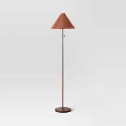 Floor Lamp With Leather Shade Brown - Threshold™