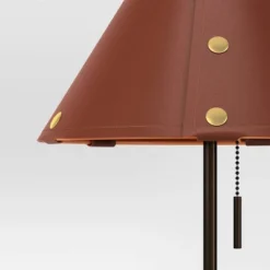 Table Lamp With Leather Shade Brown - Threshold™: Metal Base, Cone Shape, No Assembly, SGS Certified, 20" Height -Threshold™ GUEST c21d548e 4dc3 470a 8da6 4d055d364995