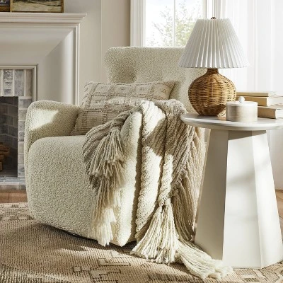 Natural Wicker Table Lamp Brown - Threshold™ Designed With Studio McGee: Chic Pleated Drum Shade, ETL Listed 2 Natural Wicker Table Lamp Brown - Threshold™ Designed With Studio McGee: Chic Pleated Drum Shade, ETL Listed - Image 2