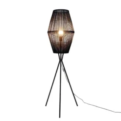 Diamond Tripod Floor Lamp Black With Rattan Shade (Includes LED Light Bulb) - Threshold™: Nautical Standing Illumination -Threshold™ GUEST d6698513 cea3 4063 8f3c c0671d13df72
