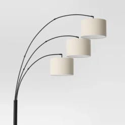 82"x56" Avenal 3-Head Shaded Arc Floor Lamp Black - Threshold™: Adjustable Standing Light For Living Room -Threshold™ GUEST ea3557f3 fc45 4610 9359 477d289a56e0