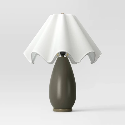 Wavy Shade Collection With Ceramic Base Table Lamp Green - Threshold™ 1 Wavy Shade Collection With Ceramic Base Table Lamp Green - Threshold™