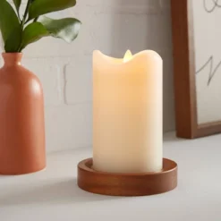 5" X 3" LED Flickering Flame Candle Cream - Threshold™