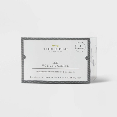 4pk LED Votive Flameless Black Wick Candle White - Threshold™ 2 4pk LED Votive Flameless Black Wick Candle White - Threshold™ - Image 2